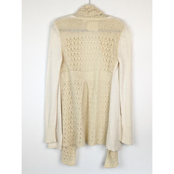 Anthropologie Angel of the North Cardigan Sweater Evenie Crochet Cream Size M - Picture 6 of 13
